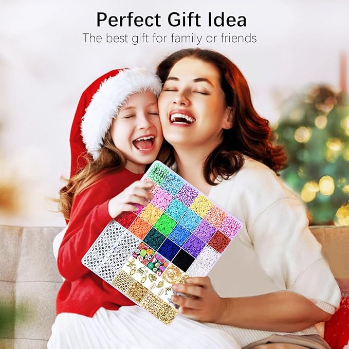 BBita 6680Pcs Clay Beads Bracelet Making Kit, Flat Preppy Beads for Friendship Bracelets, Polymer Clay Beads with Charms for Jewelry Earrings Necklaces Making Kit, Crafts Gifts for Girls Ages 6-12-CubbioJoy