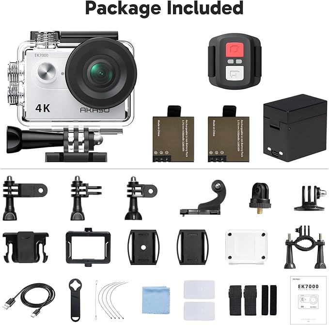 AKASO EK7000 4K30FPS 20MP WiFi Action Camera with EIS Ultra HD 131FT Waterproof Underwater Camera Remote Control 4X Zoom Support External Microphone-CubbioJoy