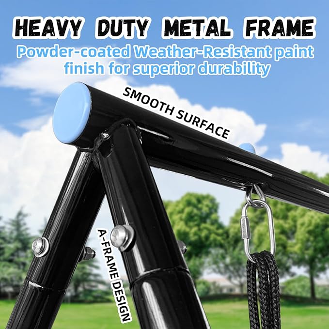 4-in-1 Heavy Duty Swing Set for Backyard – Large Metal Frame with Saucer Swing, Sandbox, Basketball Hoop & Single Swing Seat | Toddler to Kids Play Equipment | Outdoor & Indoor Use | Kids Gift-CubbioJoy