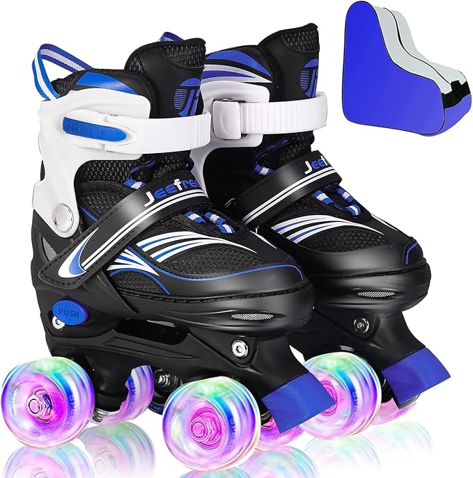 Adjustable 4 Size Kids Roller Skates With Light up Wheels for Girls Ages 5-8-12, Safe and Fun Illuminating Skates for Kids, Toddlers, Boys-CubbioJoy