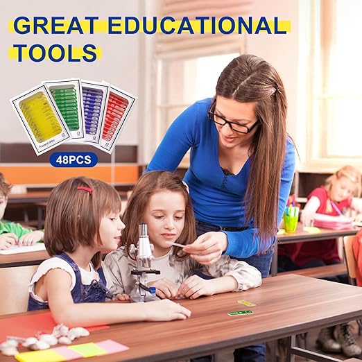 48Pcs Prepared Microscope Slides Specimen Animals Plants Flowers Sample Biological Specimen, Stereo Microscope Slide for Kids Children Students Enlighten Education-CubbioJoy