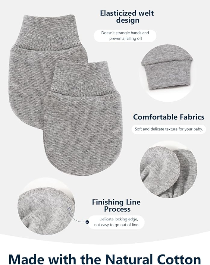 Cute Baby Mittens Newborn, No Scratch Baby Boy Mittens, Baby Girl Hat Gloves for Toddlers, Infant, Newborn-CubbioJoy
