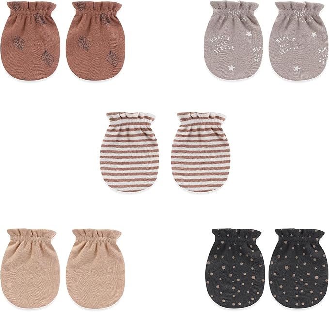 5 Pairs Baby Not Scratch Mittens 0-6 Months New Born Boy Girl Gloves Cute Infant Accessories-CubbioJoy