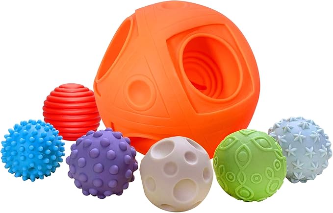 Balls for Toddlers 1-3 Baby Sensory Toys, Montessori Toys for Babies 6-12 Months Baby Toys, Sensory Ball BPA Free Teething Gift Toddler Balls Bath Toys with Bright Color Multi Textured-CubbioJoy