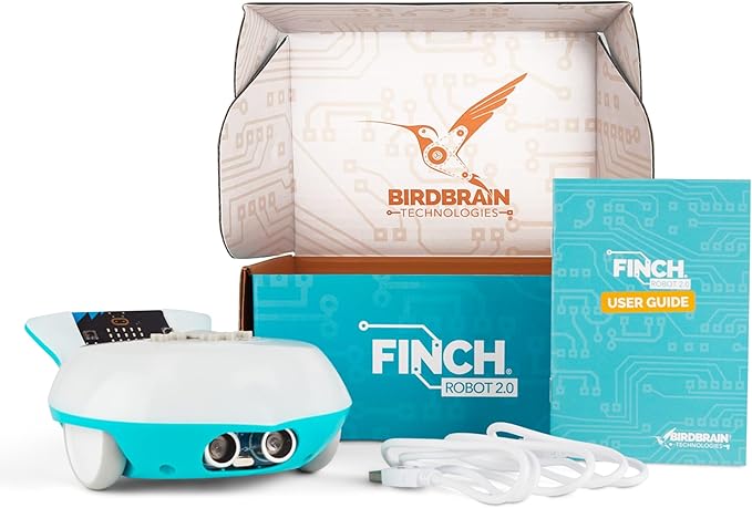 BirdBrain Finch Robot 2.0 with Microbit - STEM Coding Robot Toy for Kids & Adults - Learn Python & 8 Coding Languages - Programmable Robotics Kit - Remote Control & App Controlled | Ages 5-16-CubbioJoy