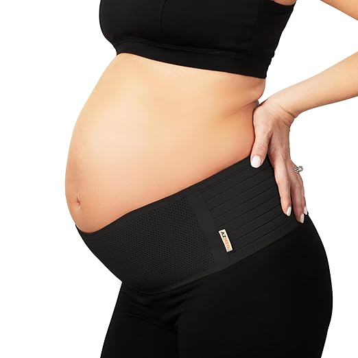 AZMED Maternity Belt Back Support - Adjustable Abdominal Binder for Pregnancy - Belly Band for Pelvic, Waist & Lower Back Comfort - Fits Up to 46 Inches - Black-CubbioJoy