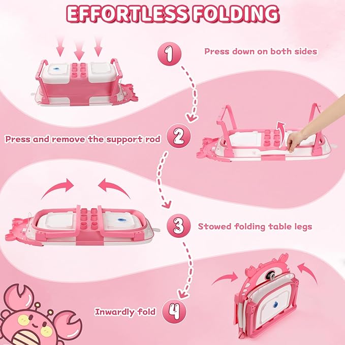 Baby Bathtub,Collapsible Baby Bath Tub with Thermometer & Soft Floating Cushion,Portable Travel Baby Bathtubs for Newborns to Toddlers 0-36 Months(Crab Pink)-CubbioJoy