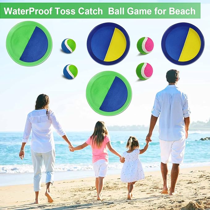 Jalunth Ball Catch Set Game Toss Paddle - Beach Toys Back Yard Outdoor Pool Games Backyard Target Throw Sticky Mitts Set Age 3 4 5 6 7 8 9 10 11 12 Years Old Boys Girls Kids Easter Gifts Pink 2 Pack-CubbioJoy