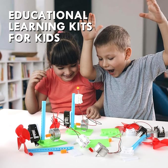 5 Bulk STEM Generator Kits for Kids, DC Motor Science Experiments, Engineering Building Projects Activities STEAM Toys, Class Educational Learning Classroom Activity, Free Energy Hand Generators Kit-CubbioJoy