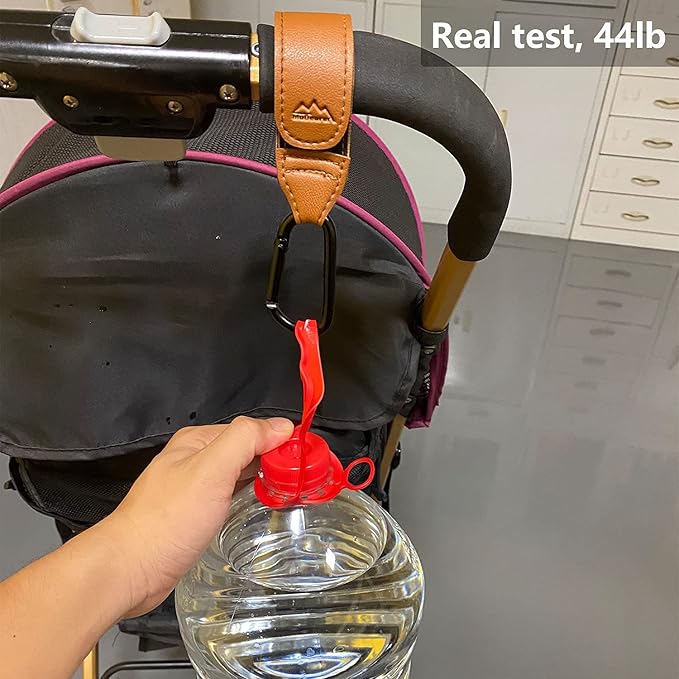 Baby Stroller Hooks Bag Hooks for Hanging Diaper Bags Multipurpose Hooks for Grocery Shopping Bags Premium Vegan Leather Pram Straps 2 Pcs (Black)-CubbioJoy