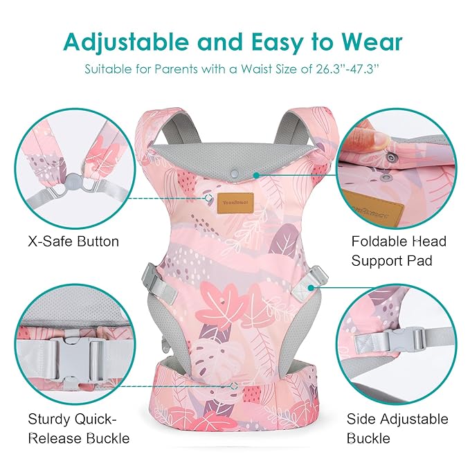 Baby Carrier Newborn to Toddler, Ergonomic Adjustable Toddler Carriers for 7-66 Lbs, Cozy Lightweight Infant Carrier with Neck Support, Baby Holder Carrier with Lumbar Support for Mom Dad-CubbioJoy