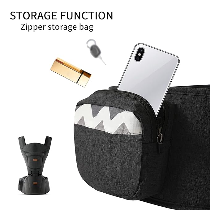 Baby Carrier with Hip Seat, Baby Carrier Newborn to Toddler, 6-in-1 Ways to Carry, All Seasons, Adjustable Baby Holder Carrier for Breastfeeding(Black)-CubbioJoy