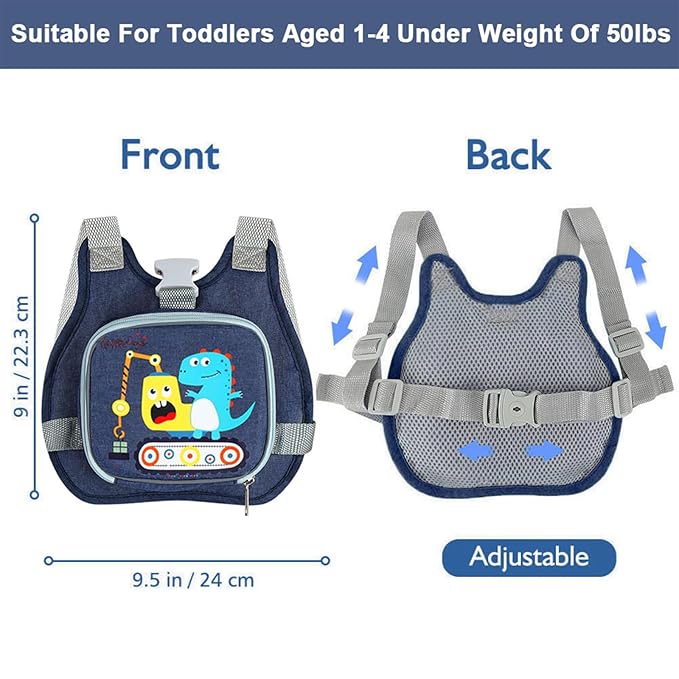Accmor Toddler Harness Leash+ Reflective Anti Lost Wrist Link, Cute Dinosaur Kids Harness with Leash, Collapsible Child Leash Baby Boys Walking Wristband Assistant Strap Belt for Outdoor Travel-CubbioJoy