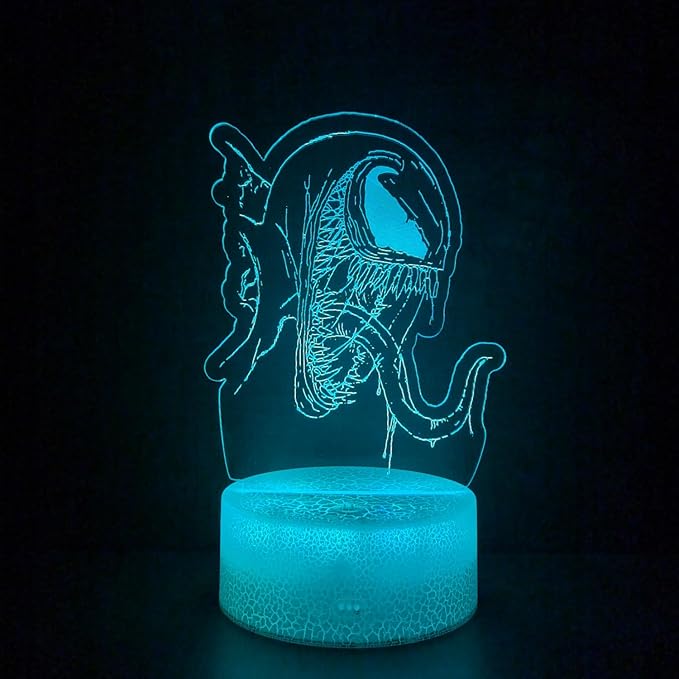 3D Night Light, Alien Monster Illusion Table Lamp with 16 Colors Remote Control Touch Lamp LED USB Night Light Desk Lamps Room Decorations Home Decor Holiday Birthday Light-CubbioJoy