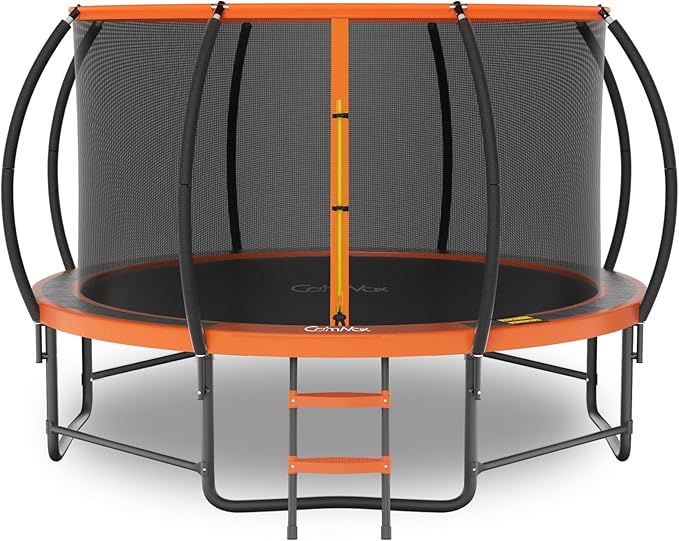 14FT 12FT 10FT 16FT Trampoline with Safety Enclosure, Anti-Rust Coating – ASTM Certified, Heavy-Duty Outdoor Trampoline with Ladder – for Kids & Adults-CubbioJoy