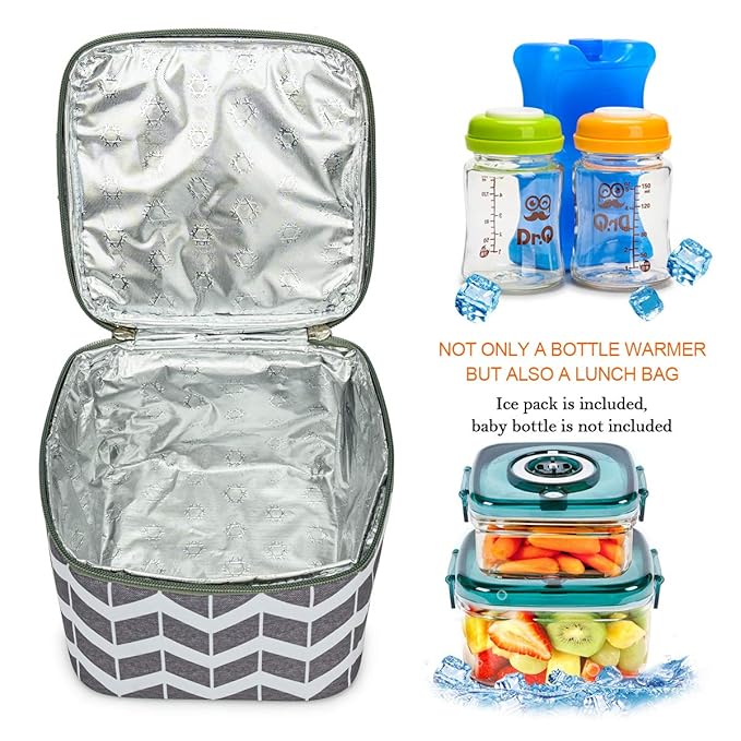 BreastMilk Cooler Bag with Ice Pack Fits 4 Large Baby Bottles Up to 5 Ounce, Baby Bottle Cooler Bag Great for Nursing Mom Daycare-CubbioJoy
