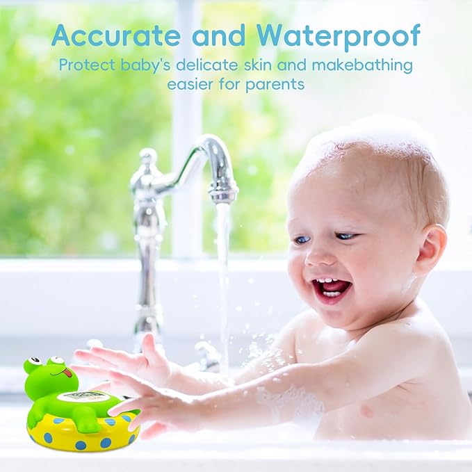b&h Baby Bath Thermometer Frog - Easy to Read Display | BPA-Free| Fahrenheit or Celsius | Digital Water Temperature Thermometer for Newborns & Infants, Safe Floating Bath Toy-CubbioJoy