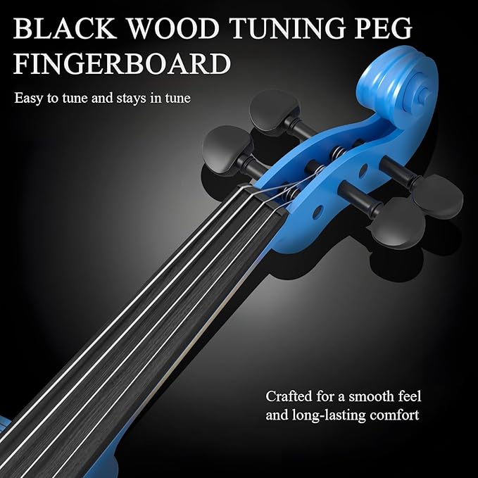Beginner Violin 4/4, Full Size Violin for Adults, Teens, Student, Acoustic Fiddle Kit with Hard Case, Bow, Rosin, Bridge, Learners Age 12+ (Dark Blue)-CubbioJoy