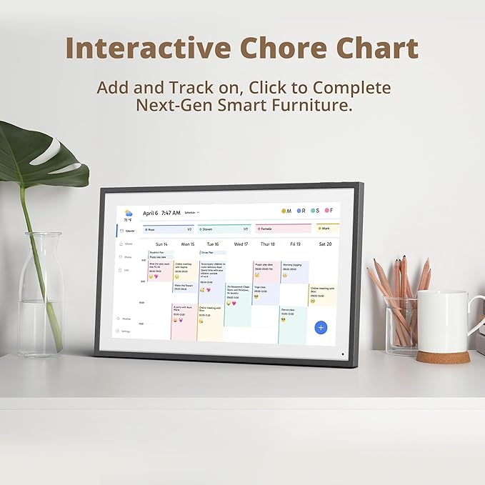 Dragon Touch 15.6" Digital Calendar Chore Chart – 1080P Full HD Interactive Touchscreen, Smart Family Planner, Hearth Display Digital Calendar Wall & Desk Mountable for Seamless Scheduling Black-CubbioJoy
