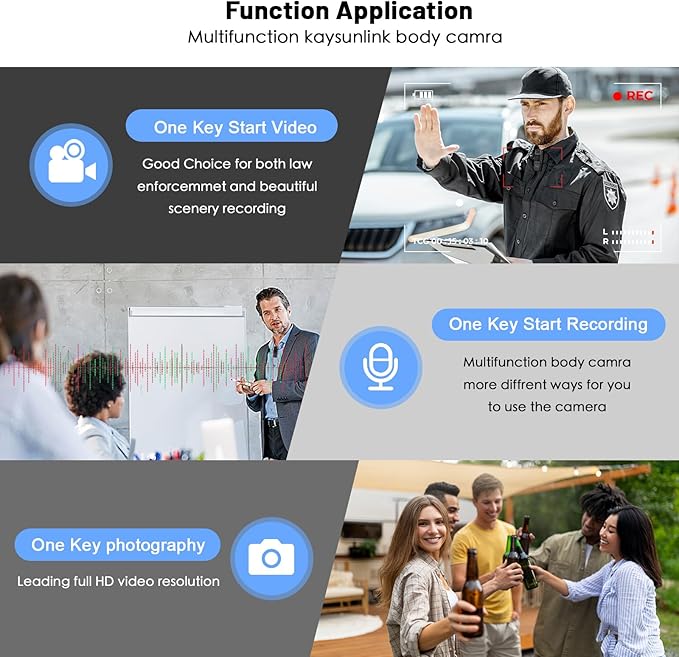 Body Camera with 1.4” Screen Audio and Auto Video Night Vision 1080P FHD Mini Police Wearable Body Worn Cam Portable Small Personal Camcorder Sport Action Outdoor Video Recorder (64GB)-CubbioJoy