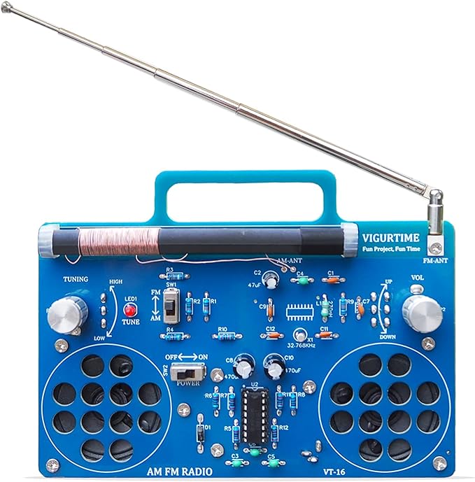 AM/FM Radio Kit | Soldering Project DIY Kit for Practicing Teaching Electronics | Stereo | Great STEM Project and Gift | Upgraded Version VT-16-CubbioJoy