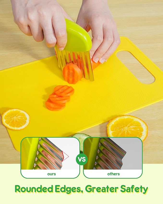 38 Pcs Kids Knife Set, BPA Free Montessori Kitchen Cooking Tools-Kid Safe Knifes, Crinkle Cutters, Avocado Slicer, Cutting Board, Peeler, Apron Gloves Set, Kitchen Tools for 3+ Year Old Girl Boy-CubbioJoy