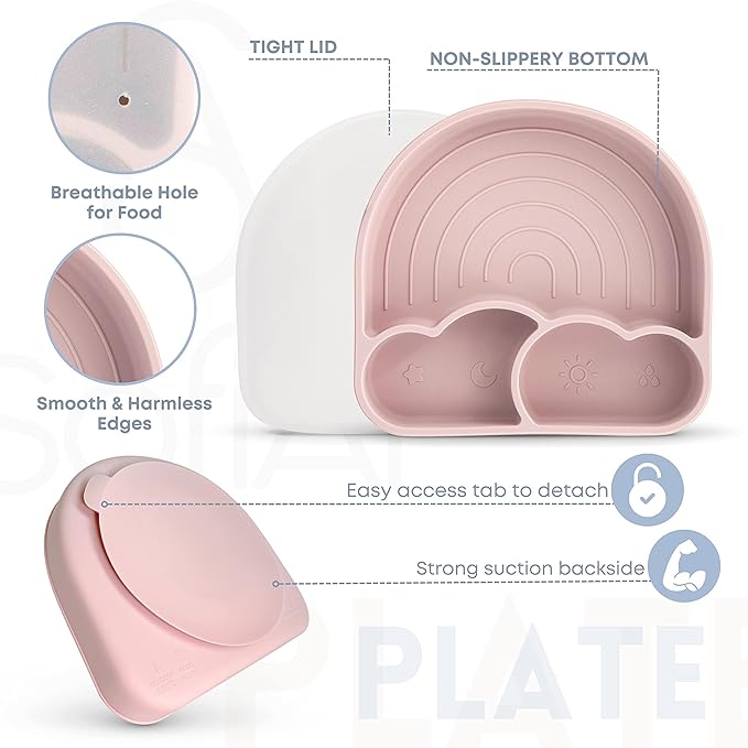 All In One Silicone Feeding Set - Safe for 6-12 Months - Non-Toxic Baby Led Weaning Supplies - Toddler Self Feeding Utensils - BPA-Free - Mess Free Essentials-CubbioJoy