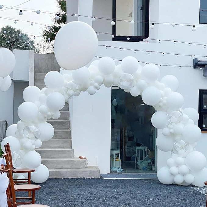140pcs White Round Balloons Different Sizes 18 12 10 5 Inch Latex Balloons for Arch Decoration Party Balloon Kit for Graduation Birthday Party Wedding Balloon Baby Shower Decoration-CubbioJoy