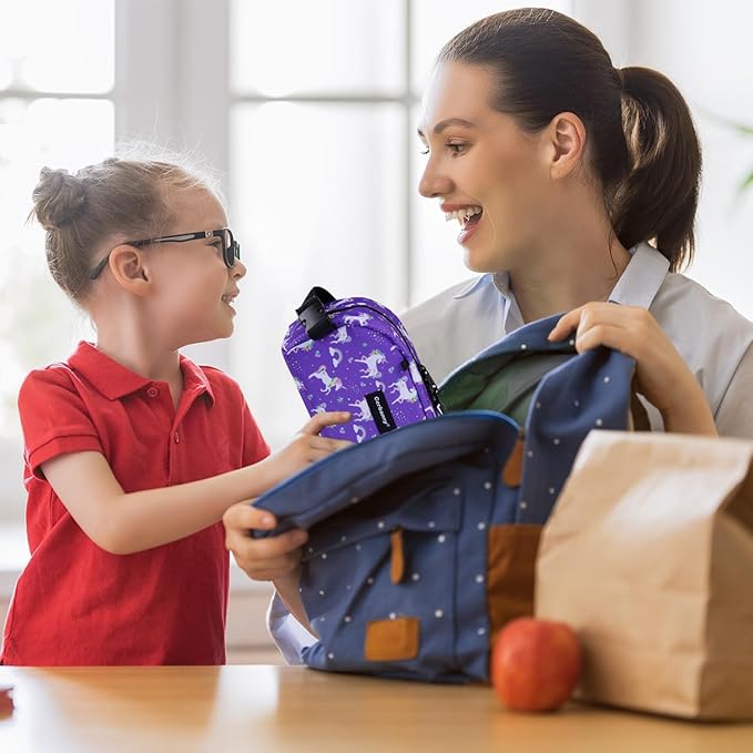 Cerbonny Small Freezable Cooler Bag for Work, School, Travel - Insulated Lunch Bag for Kids/Adults, Mini Size Fits Yogurt - Suitable for 3+ (Purple Unicorn)-CubbioJoy