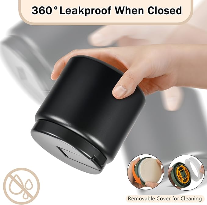 26oz Kids Thermos for Hot Food, Insulated Vacuum Food Jar with Buckle Lid, Stainless Steel Wide Mouth Leak Proof Insulated Lunch Container for School Picnic Travel, Black-CubbioJoy