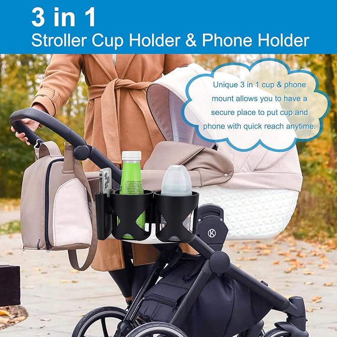 Accmor Universal Cup Holder, Stroller Cup Holder, 360° Rotatable Large Caliber Designed Bottle Holder for Stroller, Bike, Wheelchair, Walker, Scooter-CubbioJoy
