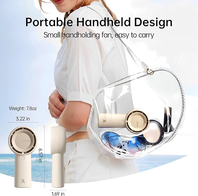 JISULIFE Handheld Portable Turbo Fan [16H Max Cooling Time], 4000mAh USB Rechargeable Personal Battery Operated Mini Small Pocket Fan with 5 Speeds for Travel/Outdoor/Vacation/Concerts - Brown-CubbioJoy