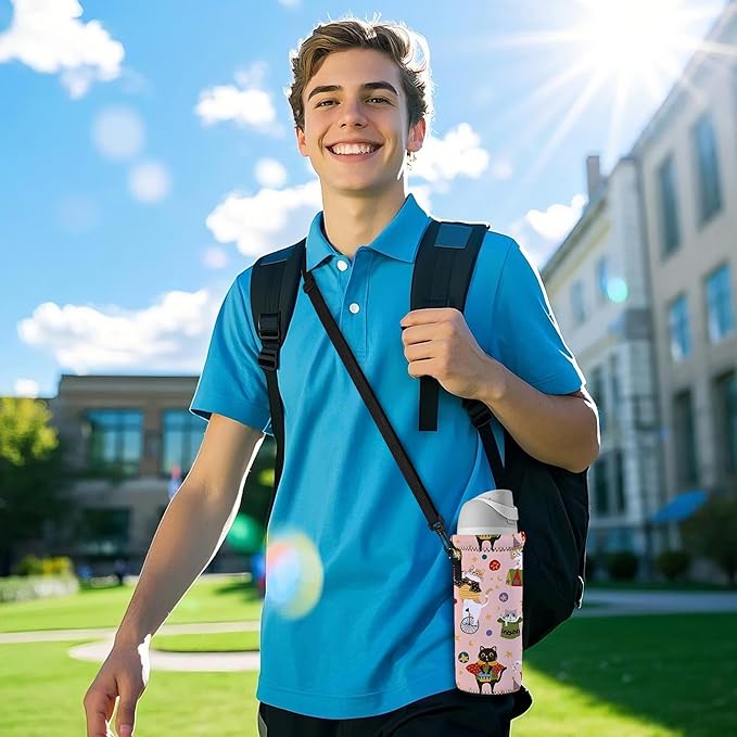 AUPET Water Bottle Sling Bag Carrier Crossbody Sleeve,Insulated Neoprene Bottle Case Holder Pouch Cover 500ML/17oz with Shoulder Strap for Walking Women Men-CubbioJoy