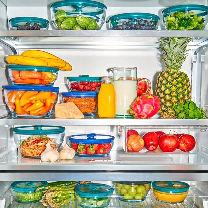 Anyday 4-Cup Glass Food Storage with Glass Lid, Round Shallow Dish | Plastic-Free Meal Prep & Microwave Cookware | Stackable Airtight Storage Container with Vented Lid for Microwave-Safe Reheating-CubbioJoy