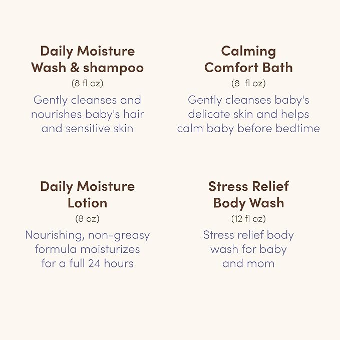 Aveeno Baby Bathtime Solutions Mommy & Me Gift Set, Baby Wash & Shampoo, Calming Bath, Daily Moisturizing Lotion & Stress Relief Body Wash for Mom, Nourishing Oat, Registry Must Haves, 4 items-CubbioJoy