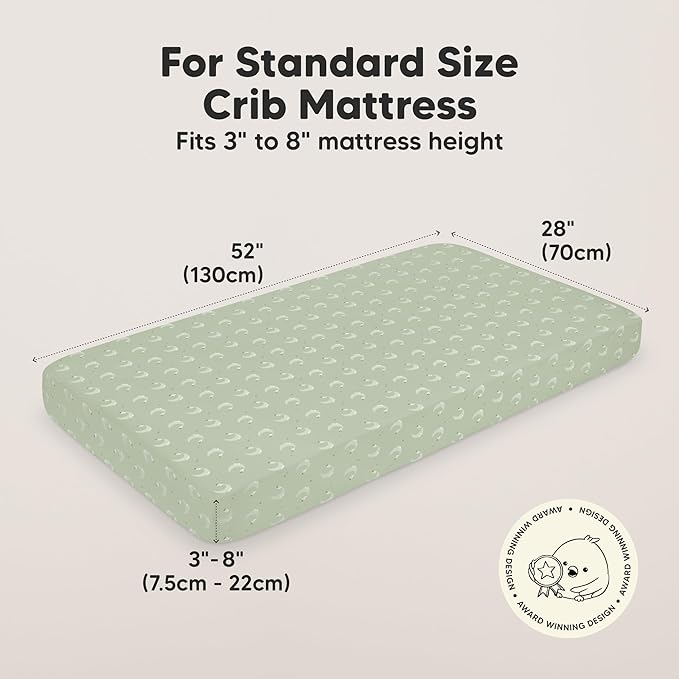 KeaBabies 2-Pack Organic Crib Sheets for Boys, Girls - 52x28 Fitted Crib Mattress Sheet Neutral, Breathable Jersey Cotton Cover for Baby Bed, Toddler Mattress, Soft & Cute Prints (Lunaris)-CubbioJoy