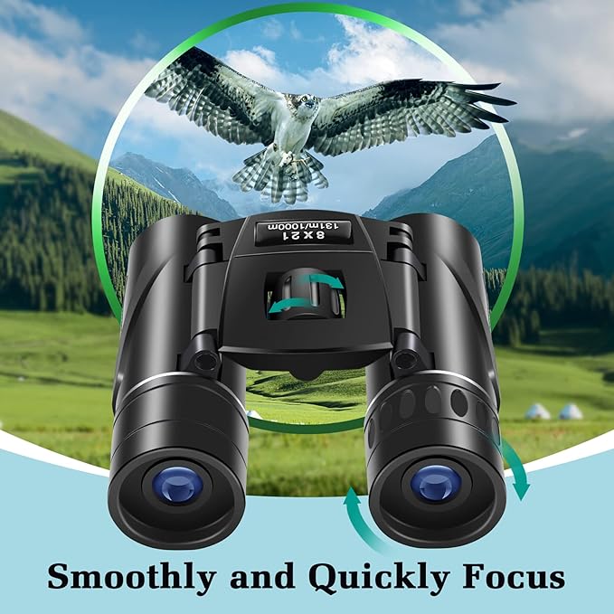 8x21 Mini Lightweight Binoculars, Compact Pocket Binocularsfor Adults Kids, Small Protable Binoculars for Bird Watching Travel Opera Theater Sports Scenery-CubbioJoy