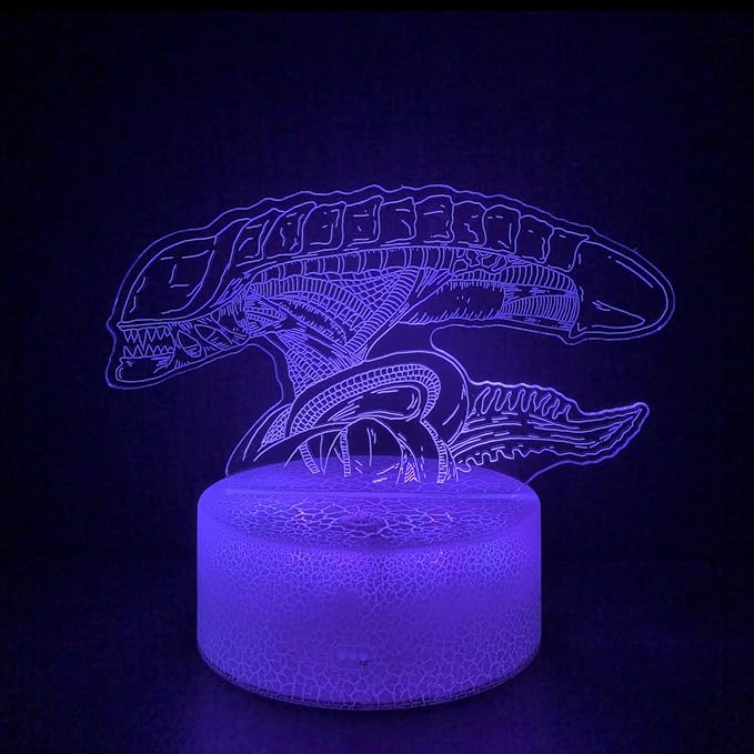 3D Alien Night Light, Monster Illusion Table Lamp with 16 Colors Remote Control Touch Lamp LED USB Night Light Desk Lamps Room Decorations Home Decor Holiday Birthday Light-CubbioJoy
