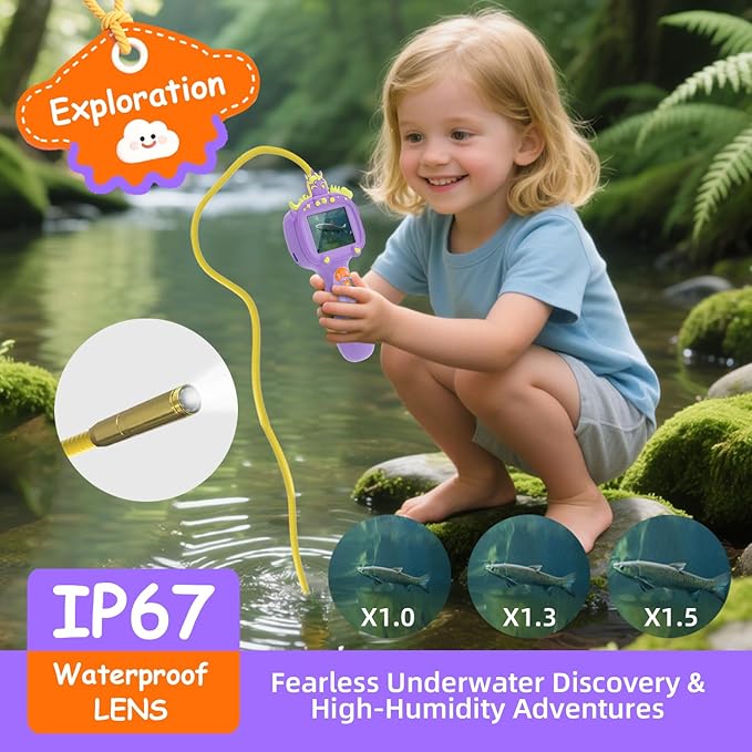 Borescope Snake Camera Endoscope with Light & Flexible Tube for Kids - Educational STEM Science Toy for Boys & Girls Ages 3-10, Birthday for Nature Exploration - Purple-CubbioJoy