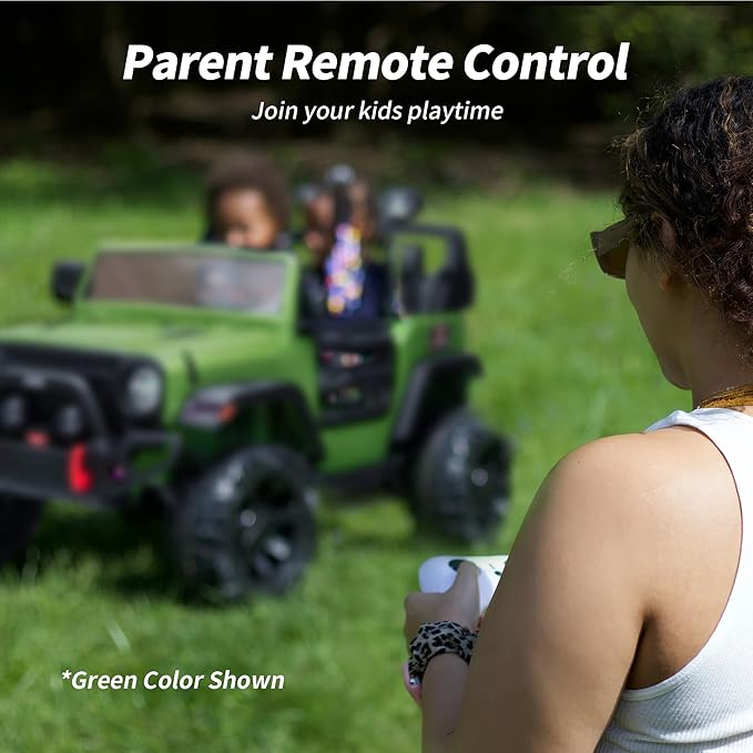 2 Seater Ride on Car Truck, 12V Kids Electric Ride on Toy for Big Kids Age 3-8 w/Remote Control- Army Green-CubbioJoy