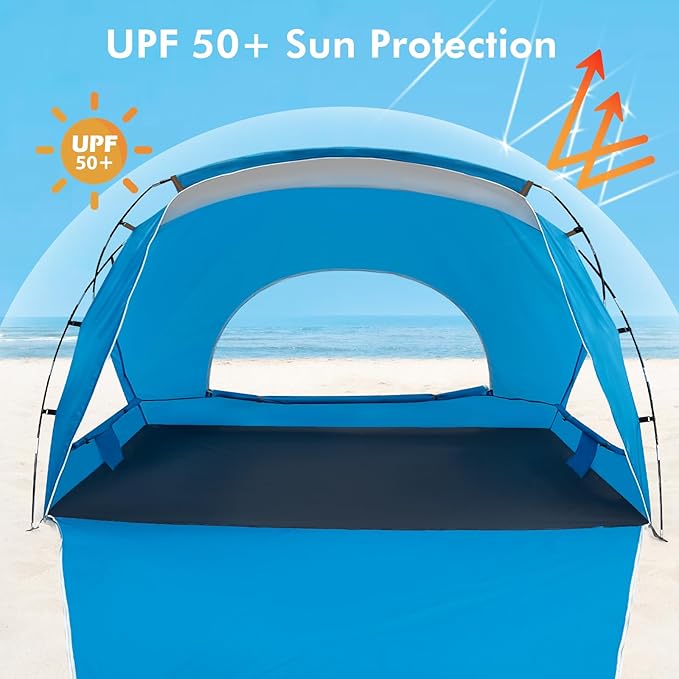 Beach Tent, Portable Sun Shelter for 2/3/4/6-8 Person with UPF 50+ UV Protection, Easy Setup Waterproof Beach Shade Canopy Cabana for Family Outdoor and Picnics, Fishing with Carrying Bag-CubbioJoy