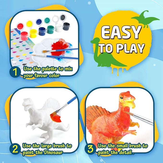 BAODLON Kids Arts Crafts Set Dinosaur Toy Painting Kit - 10 Dinosaur Figurines, Decorate Your Dinosaurs, Create a Dino World Painting Toys Gifts for 5, 6, 7, 8 Year Old Boys Kids Girls Toddlers-CubbioJoy