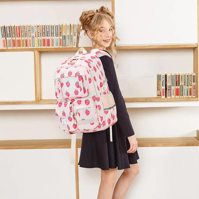 Backpack for Girls 3pcs Set Kids Backpack with Lunch Box Students Kawaii Book Bag for Elementary Primary Middle School Bags - Ita Backpack - Strawberry-CubbioJoy