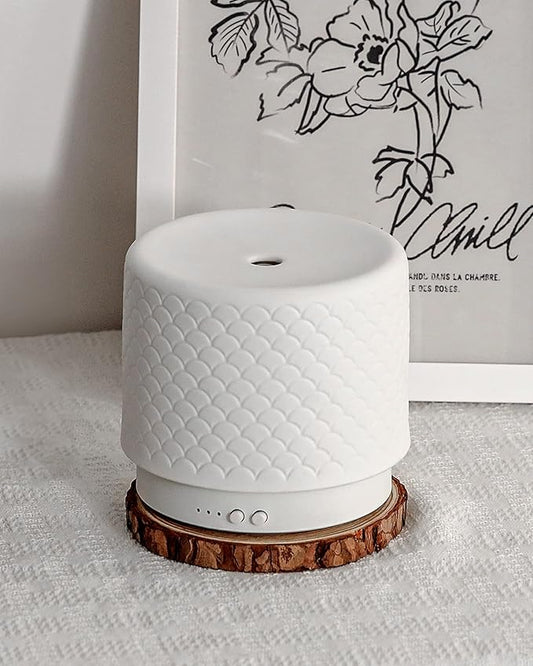 Ceramic Essential Oil Diffuser 280ml- Aromatherapy Diffuser with Ultrasonic Cool Mist Humidifier, Night Light, Timer, Auto Shut-Off, Large Room Aroma Diffuser for Home, Bedroom, Office, Yoga-CubbioJoy