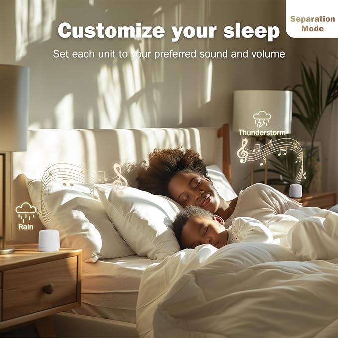 2-Pack Sync Stereo, Paussion Portable Mini Noise White Sleep Sound Machine for Adults Kids Baby 25 Soothing Songs, Auto Timer, Perfect for Travel, Home, Office Privacy-CubbioJoy