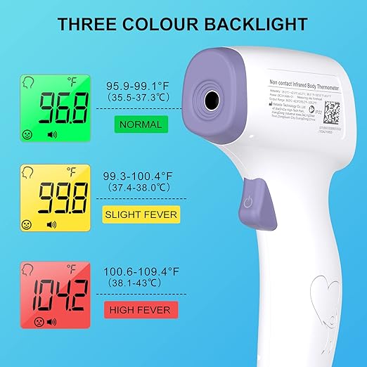 Digital Thermometer for Adults and Kids, No Touch Forehead Thermometer for Baby, 2 in 1 Body Surface Mode Infrared Thermometer with Fever Alarm and Instant Accuracy Readings-CubbioJoy