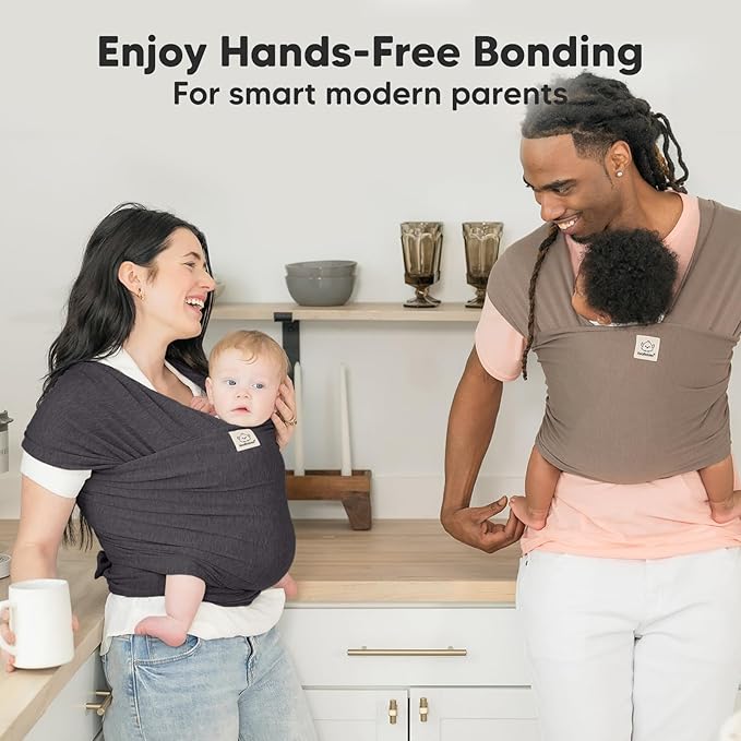 KeaBabies Baby Wrap Carrier - All in 1 Original Baby Carrier Newborn to Toddler Sling, Easy to Wear, Hands Free Bonding, Lightweight, Breathable Infant Wraps (Mystic Gray)-CubbioJoy