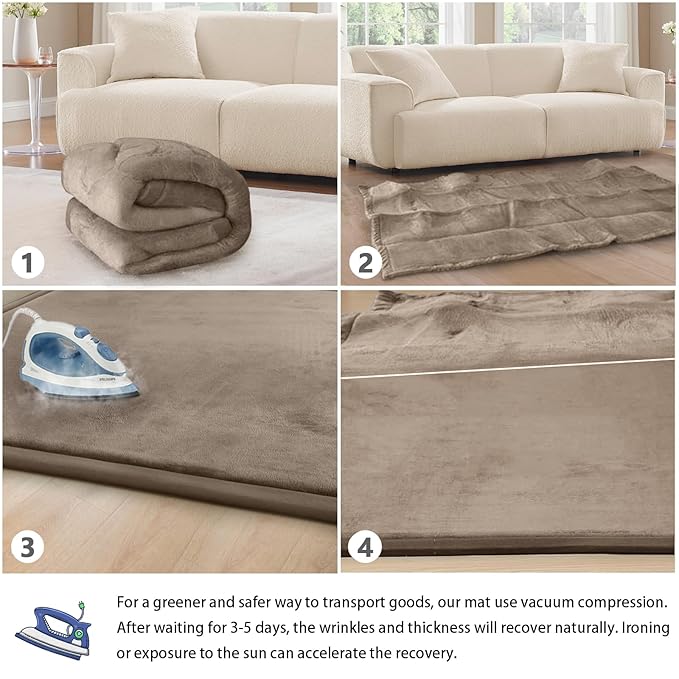 Baby Play Mat for Floor Tummy Time Mat Nursery Rug Muscle Mat Area Rug Playroom Rug Tatami Mat 13'1"x6'7" Memory Foam 1.3" Thick Crawling Mat For Babies,Toddlers, Infants, Kids,Floor Mat(Brown)-CubbioJoy