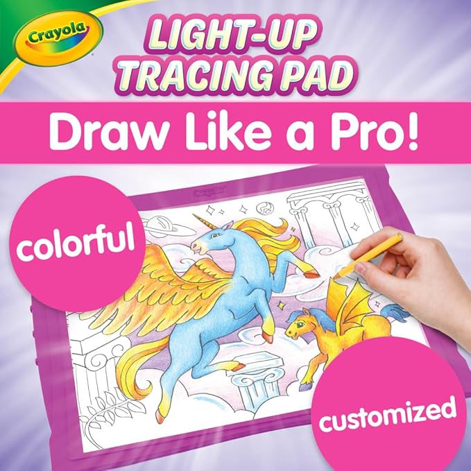 Crayola Light Up Tracing Pad - Pink, Writing & Drawing Art Kit for Kids, Kids Toys & Games, Tracing Light Box, Sketching Gifts for Girls & Boys, 6+ [Amazon Exclusive]-CubbioJoy