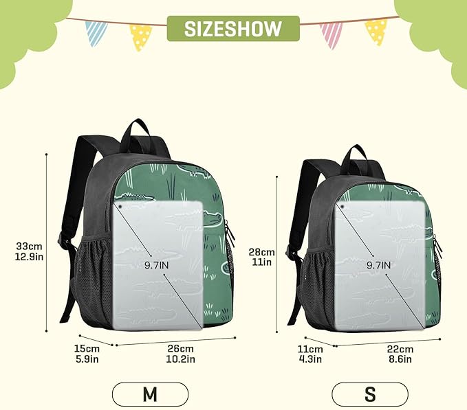 Cute Alligator Crocodile Toddler Backpack Waterproof Mini Backpack Boys/Girls Cute Small Backpack Kindergarten Pre School Bags (M-CubbioJoy